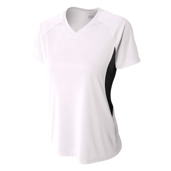 Ladies' Color Block Performance V-Neck T-Shirt Thumbnail