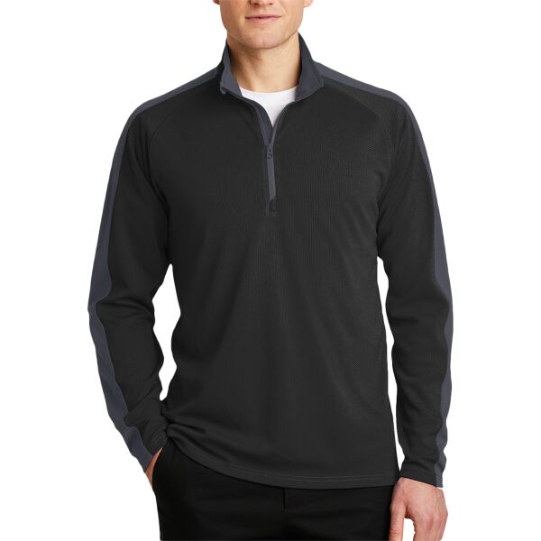 Sport Wick ® Textured Colorblock 1/4 Zip Pullover Thumbnail
