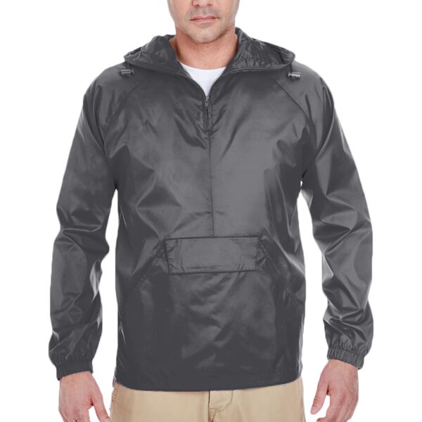 Adult Quarter-Zip Hooded Pullover Pack-Away Jacket Thumbnail