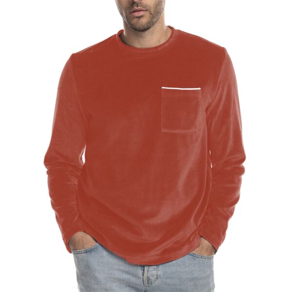 Unisex USA Made Velour Long-Sleeve Pocket T-Shirt Thumbnail